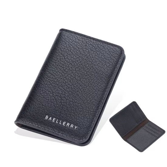 Picture of Card holder Black synthetic leather mini slim diptych 7x11cm