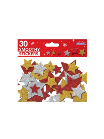 Picture of FOAM STICKERS SMOOTHY STARS GLITTER 30 PIECES 15X8CM 290003 GLOBAL GIFT