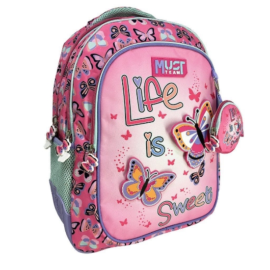 Picture of Backpack Elementary School Butterflies Must Team Life Is Sweet 3 Cases