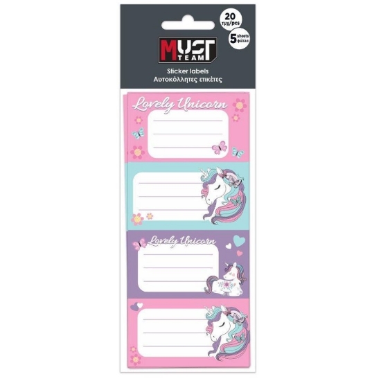 Picture of LABELS ADHESIVE LOVELY UNICORN 20PCS 5 SHEETS