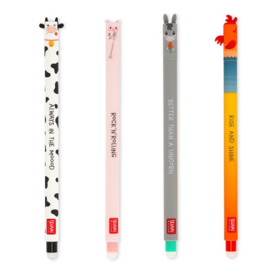Εικόνα της Σετ 4 στυλο τζελ που σβήνουν Back2School Limited Edition - Farm Sweet Farm Legami