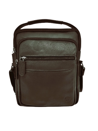 Εικόνα της Τσαντάκι ώμου Δερμάτινο 21x23x7 cm Daston Καφέ
