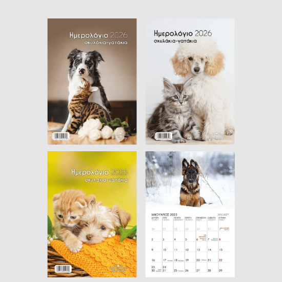 Picture of SPIRAL WALL CALENDAR KITTENS-DOGS 21X29 2025