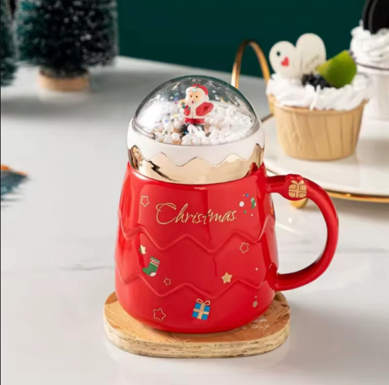 Picture of Christmas Mug with Lid Red 14x9.5 cm