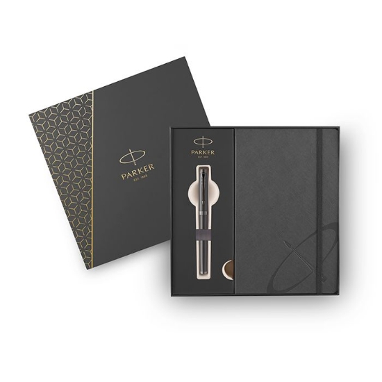 Picture of Pen Parker I.M. Monochrome Titanium Fountain Pen M and Notebook