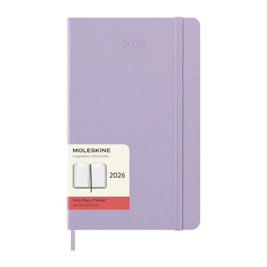 Εικόνα της Moleskine 12M 2026 Hμερολόγιο Ημερήσιο Large 13x21 Pastel Lilac Σκληρό Εξώφυλλο