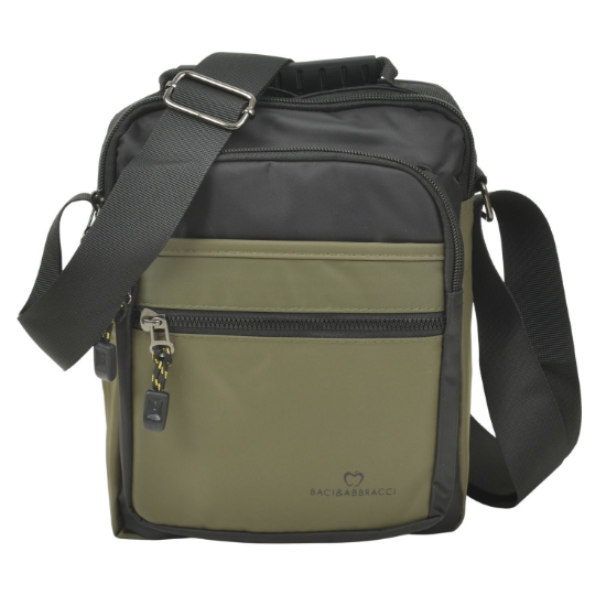 Εικόνα της Τσαντάκι ώμου Δίχρωμο Λαδί-Μαύρο BACI & ABBRACCI