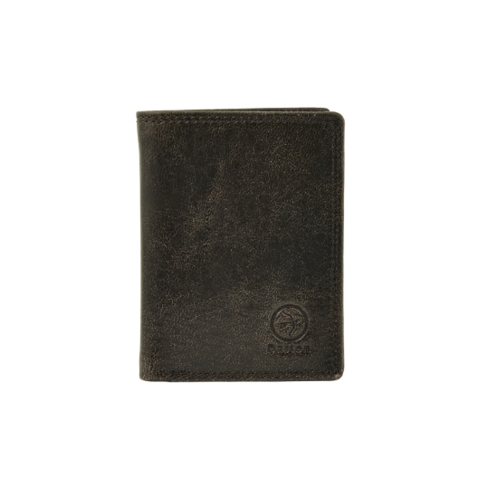 Εικόνα της Πορτοφόλι Μικρό Δερμάτινο Daston Vintage Saddle Leather Gray/Black