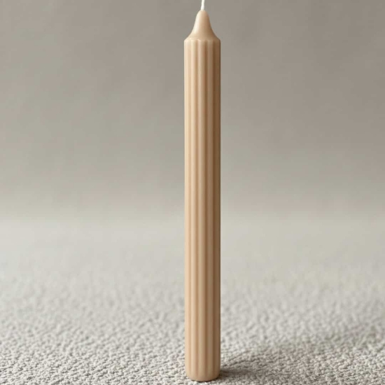 Εικόνα της Λαμπάδα Χειροποίητη Ribbed Beige Αρωματική