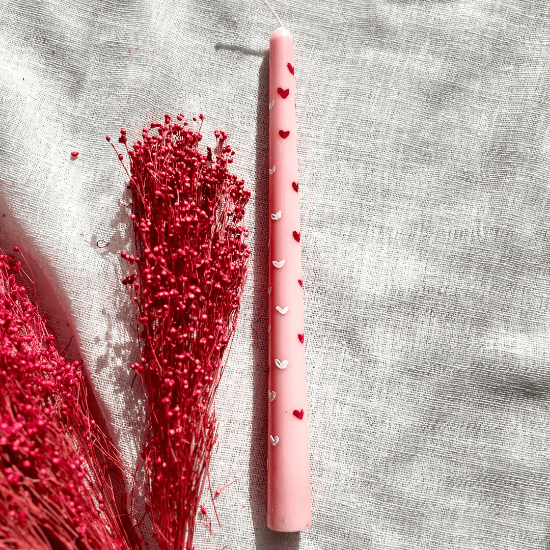 Picture of Handmade Easter Candle Classic Pink Hearts Scented