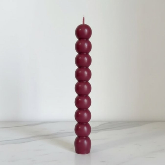 Picture of Handmade Easter Candle Pearls Burgundy Scented