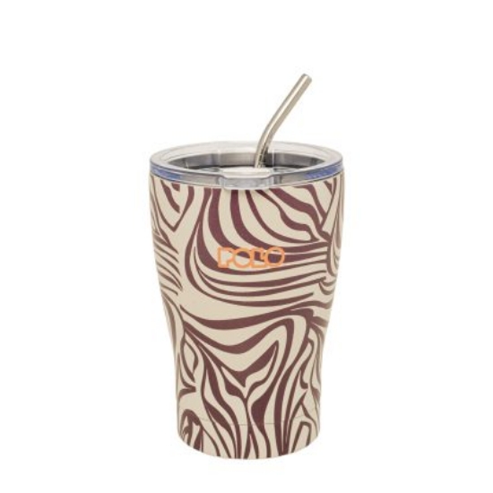 Εικόνα της ΚΟΥΠΑ ΘΕΡΜΟΣ POLO BEIGE WITH PURPLE ANIMAL PRINT LEOPARD LINES COFFEE MUG 350ML 949024-8484