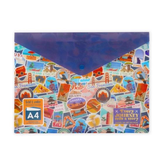 Εικόνα της Φάκελος κουμπί Εγγράφων Fold & Order – Travel Stickers Legami