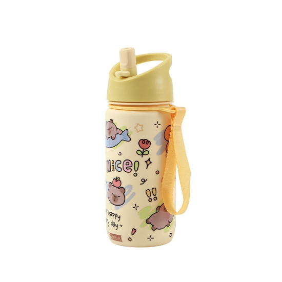 Picture of WATER BOTTLE WITH STRAW I DRINK ID0556A THERM BOTTLE 420ml CAPYBARA