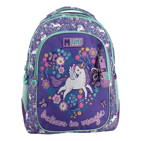 Picture of Primary School Backpack Purple Unicorn 3 Compartments Must Team