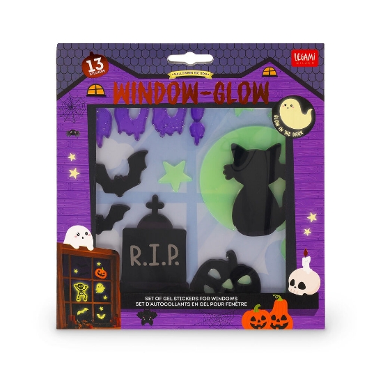 Εικόνα της Set of Gel Window Stickers Gel Gems Small - Windo-Glow 002 Halloween Legami